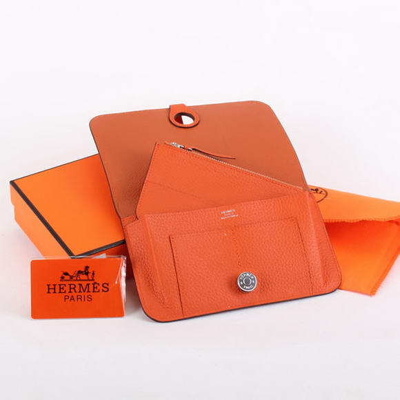 1:1 Quality Hermes Dogon Combined Wallets A508 Orange Replica - Click Image to Close